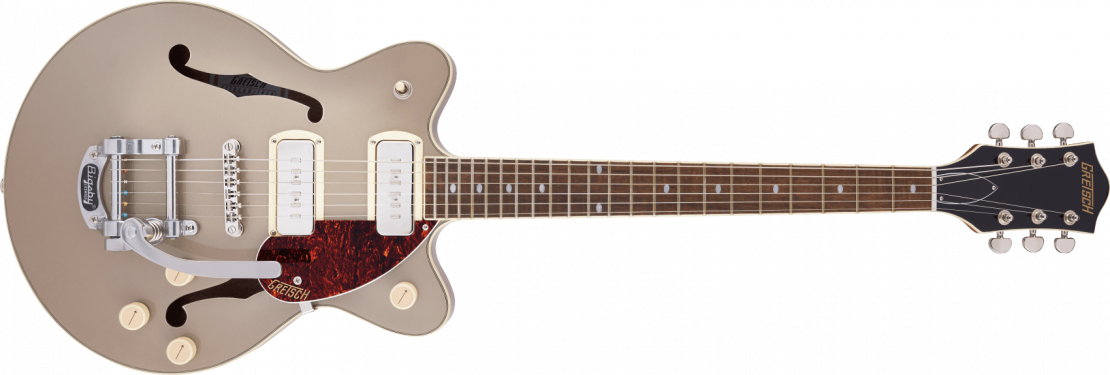 G2655T-P90 Streamliner™ Center Block Jr. Double-Cut P90 with Bigsby® Two-Tone Sahara Metallic and Vintage Mahogany Stain