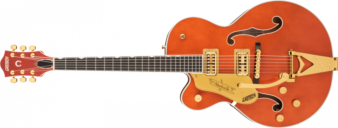G6120TG-LH Players Edition Nashville® Hollow Body with String-Thru Bigsby® and Gold Hardware, Left-Handed Orange Stain