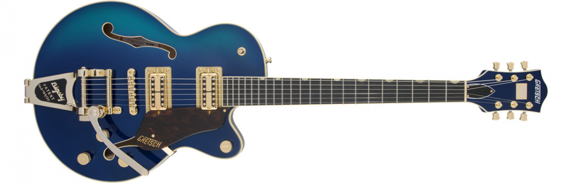 G6659TG Players Edition Broadkaster® Jr. Center Block Single-Cut with String-Thru Bigsby® and Gold Hardware Azure Metallic